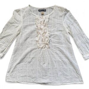 White Blouse with Ruffle Detail